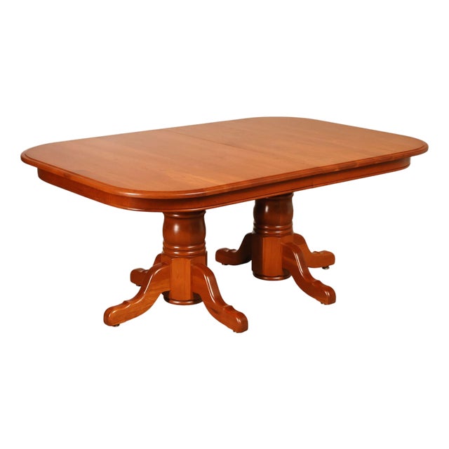 Amish Made Cherry Dining Table With Four Leaves For Sale