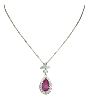1.97 Ct Natural Pink Sapphire & Diamond Pendant
