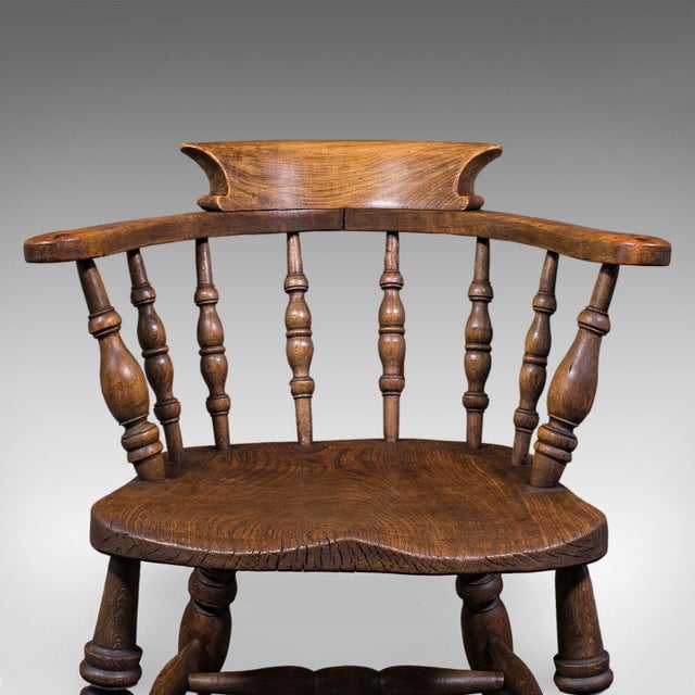 Antique Country House Captain's Chair, English, Smoker's Bow, Edwardian, c.1906 For Sale - Image 9 of 12