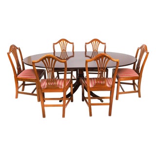 Vintage Regency Revival Oval Dining Table and Dining Chairs by William Tillman, 1990s, Set of 7 For Sale
