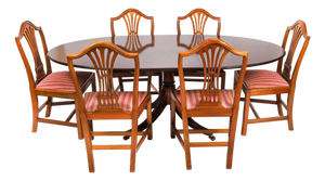 Vintage Regency Revival Oval Dining Table and Dining Chairs by William Tillman, 1990s, Set of 7