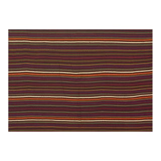 Multicolor Vintage Mid-Century Modern Stripe Handwoven Turkish Kilim Small Rug For Sale