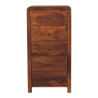 Chestnut Mango Wood 5-Drawer Tall Chest For Sale