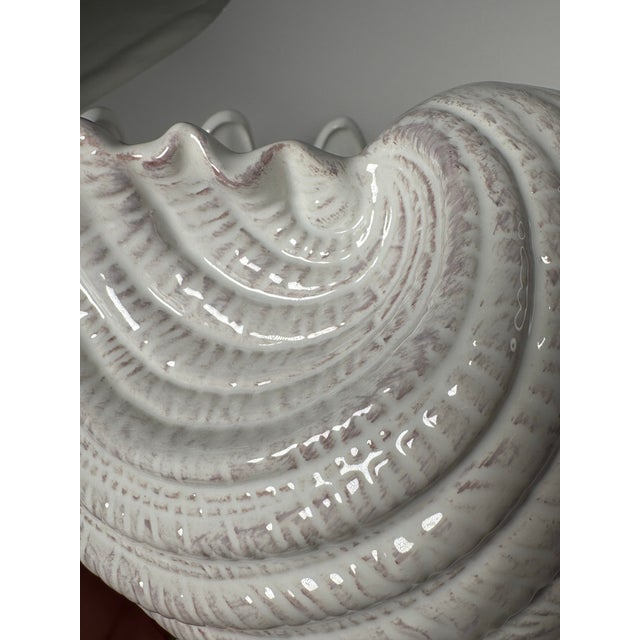 Coastal Nautical White Ceramic Clamshell Serving Bowl For Sale - Image 10 of 12