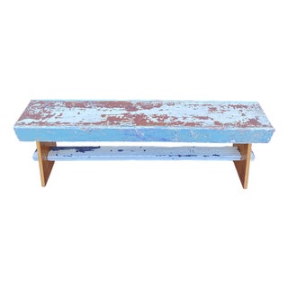 Hand Crafted Folk Art Bench by Local Artist For Sale
