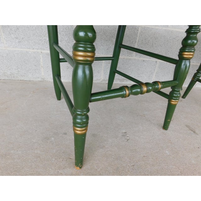 L Hitchcock Green Rush Bottom Stenciled Chairs - A Pair For Sale - Image 13 of 17