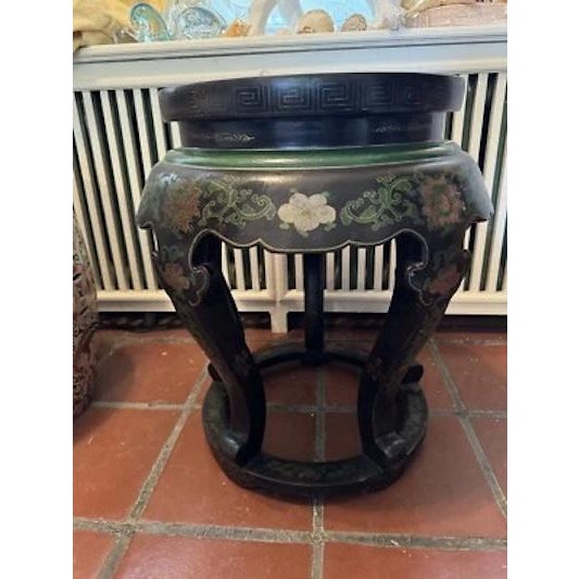 Charcoal Antique Chinese Cloisonne Top Round Jardiniere Stand Two Fish Motif For Sale - Image 8 of 12