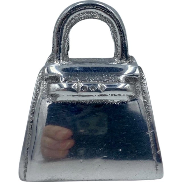 Silver Vintage Silverplate Handbag Purse Paperweight Miniature Mini For Sale - Image 8 of 12