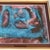 Original painting on paper unsigned 7 x 8.5 overall size with vintage frame with linen liner & burgundy mat is 12 x 14