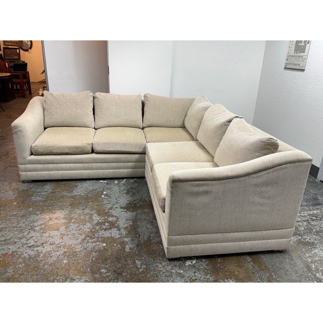 Design Plus Gallery presents a Bespoke Two-Piece Sectional. Upholstered in Kravet Custom Chenille #5117, Pattern 21911,...