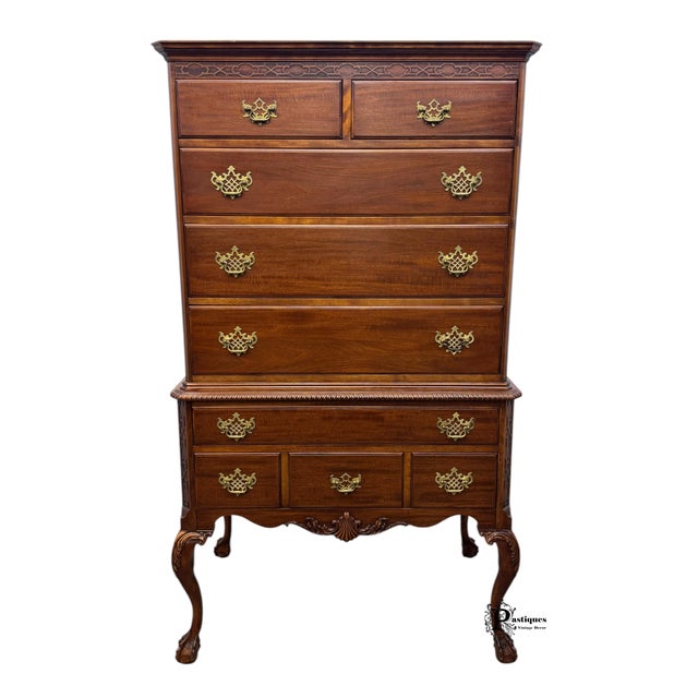 Vintage Northern Furniture Company Regency Style Mahogany Highboy / Chest of Drawers For Sale - Image 12 of 12