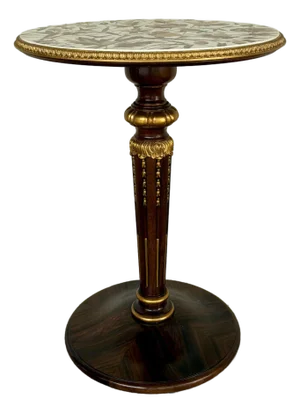 Jonathan Charles Neoclassical Mahogany Parquetry Trianon Accent Table