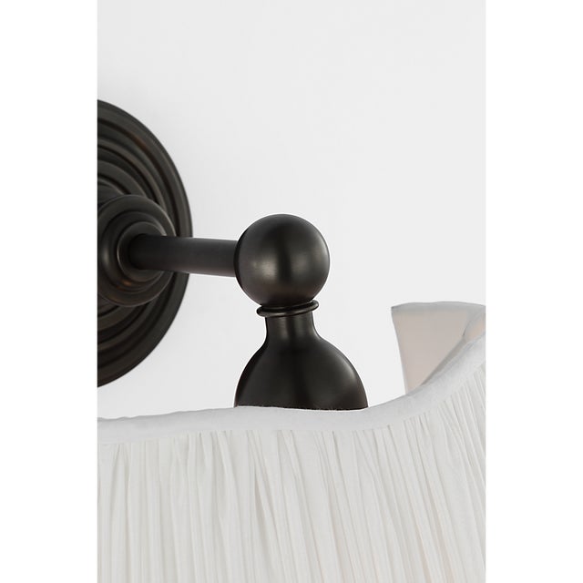 Black Amber Lewis for Visual Comfort Signature Matos 11" Sconce in Bronze with Silk Pleat Shade For Sale - Image 8 of 10