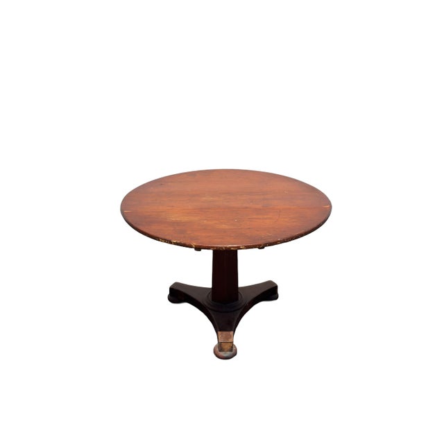 Late 20th Century Antique 19th Century Empire Mahogany Round Pedestal Center Table For Sale - Image 5 of 7