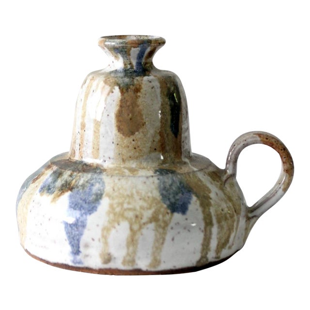 Vintage Studio Pottery Oil Lamp Vase For Sale