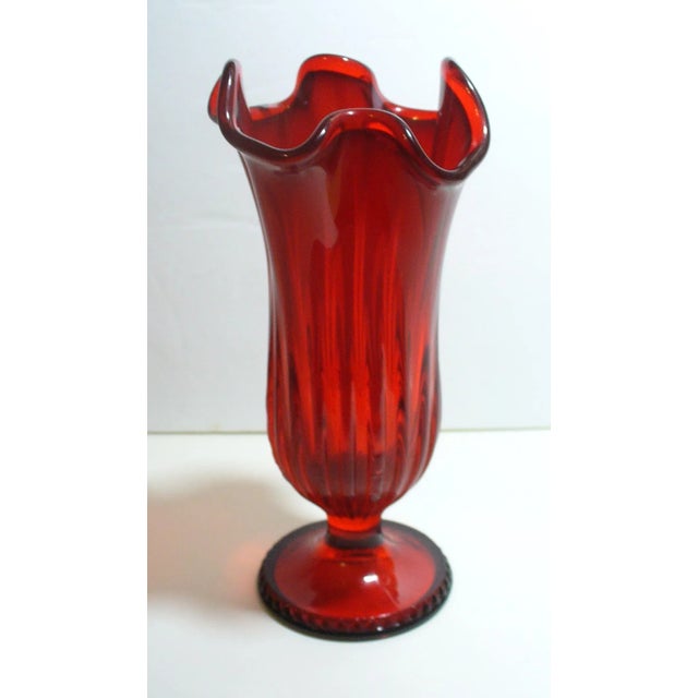 Beautiful, Red Art Glass, Deco Vase. Measures 6" High x 3-1/2" at the widest point. Wonderful as a stand alone piece or...