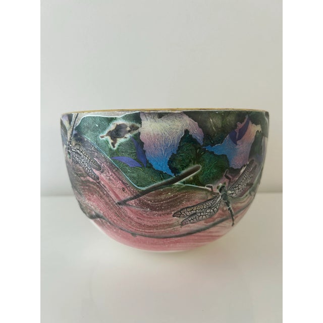 Abstract Vintage Ceramic Art Vessel - Dragonfly Bowl by Patrick Dragon For Sale - Image 3 of 11
