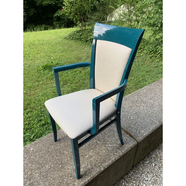 Art Deco Armchair in Green Laque by Thonet for Gebrüder Thonet Vienna Gmbh, 1980s For Sale - Image 6 of 12