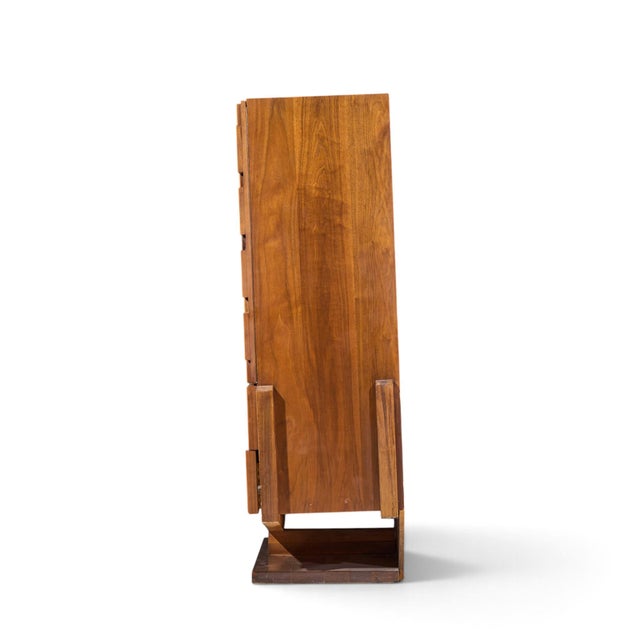 Mid 20th Century Paul Evans Style Mid Century Canadian Brutalist Walnut Pedestal Armoire Highboy Dresser For Sale - Image 5 of 8