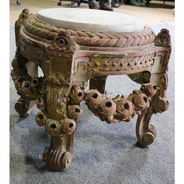 Carved French Louis XV Marble Top Pedestal Low Table Attr. Francois Linke For Sale - Image 10 of 11