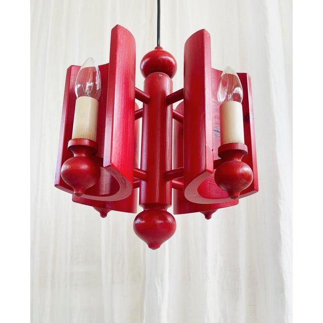 Red Scandinavian Modern Pendant Light from Vitrika, 1970s For Sale - Image 8 of 14