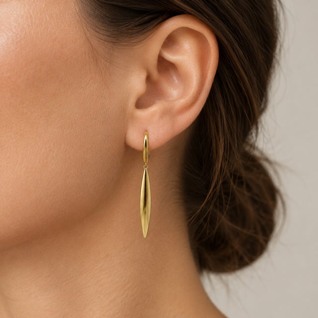 Vintage 18k Gold Tiffany & Co. Feather Drop Earrings, Pair For Sale - Image 9 of 9