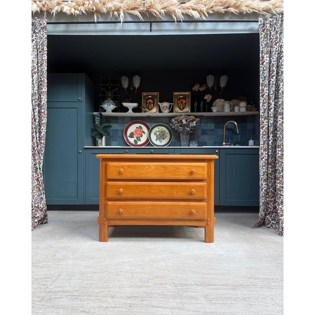 Wood Large Vintage Chest of Drawers in Elm, 1970s For Sale - Image 7 of 18