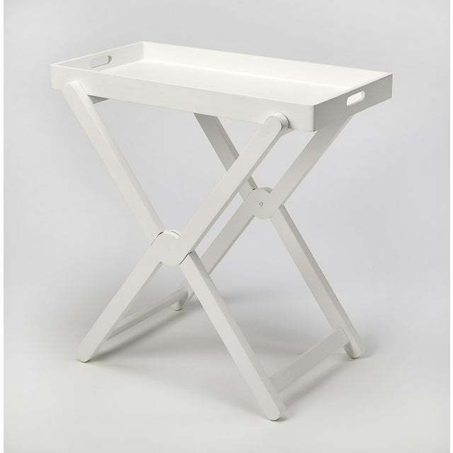 Spritely Home Accent Furniture Edna 27.5 in. W Rectangular Wood Removable Top Folding Tray Table, White For Sale - Image 4 of 4