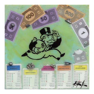 Advance to Hollywood BLVD - Original Los Angeles Monopoly Pop Art Mixed Media Painting by Kathleen Keifer For Sale