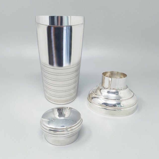Vintage French Art Deco Silver Plated Cocktail Shaker, 1930s For Sale - Image 3 of 8