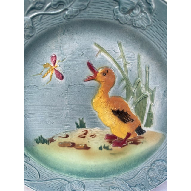 French Country French Majolica Duckling Plate Keller & Guerin Saint Clement, Circa 1900 For Sale - Image 3 of 5