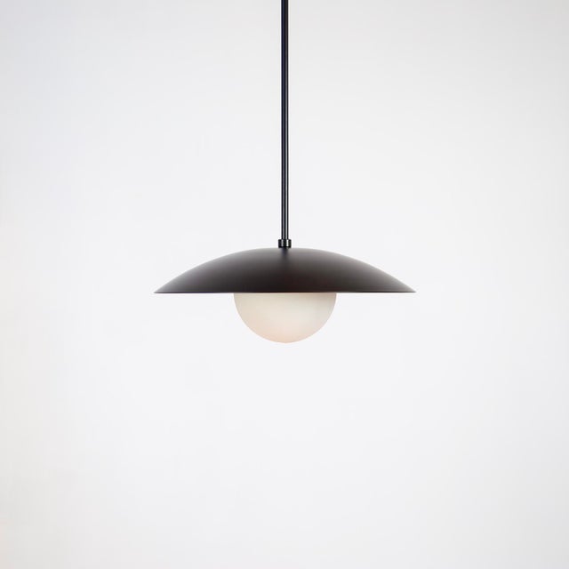 Dome Pendant Light, Black, 59.25in H, 5 Inch Glass Globe, by Research.Lighting, Modern, Minimal Hanging Light For Sale - Image 4 of 7