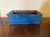 1930's White Painted Zinc Basketweave Cachepot Planter or Jardiniere With Blue Tole Liner on Ball Feet For Sale - Image 12 of 14