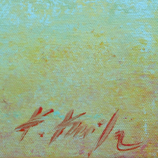 Orange Summer Haze - Original Warm Beach Scene Acrylic Painting on Canvas by Kathleen Keifer For Sale - Image 9 of 9