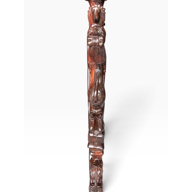 Vintage Chinoiserie Intricately Hand Carved Double Foo Dog Floor Lamp With Helix Top Section Floor Lamp For Sale - Image 10 of 12