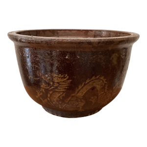 Antique Large Chinese Earthenware Glazed Dragon Planter/Egg Pot