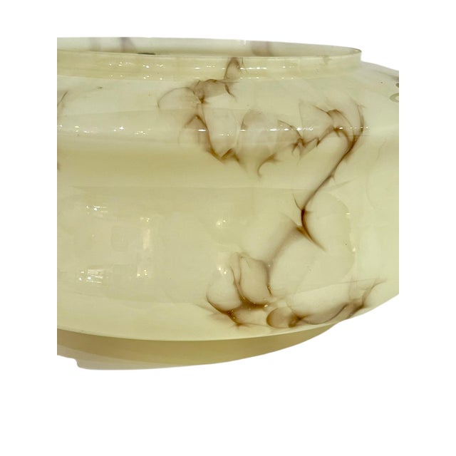 Glass Antique French Art Deco Plafonnier Marbled Glass Light Shade For Sale - Image 7 of 12