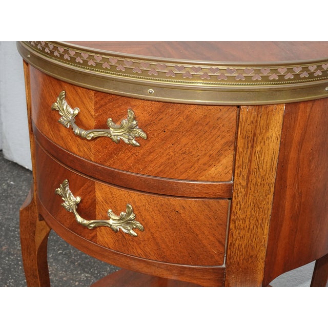 Vintage Baker Furniture Co. Round French Side Table W Brass Ormolu