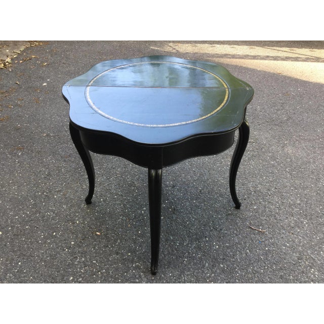 19th C. Napoleon III Black Lacquered Table W/Leather Top For Sale - Image 11 of 11