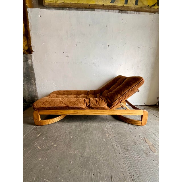 Mid Century Chaise Lounge Day Bed Solid Oak Howard MFG For Sale In New York - Image 6 of 11