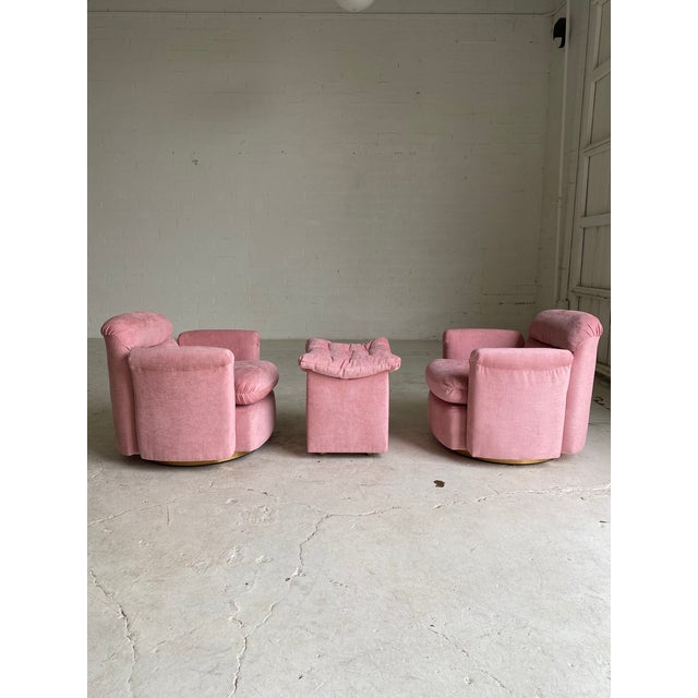 Milo Baughman Pink Swivel Chairs And Ottoman 3 Pieces Chairish