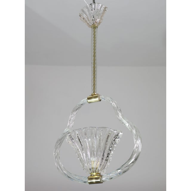 1940s Charming Ercole Barovier Art Deco Chandelier, "Bullicante" Glass Murano For Sale - Image 4 of 17