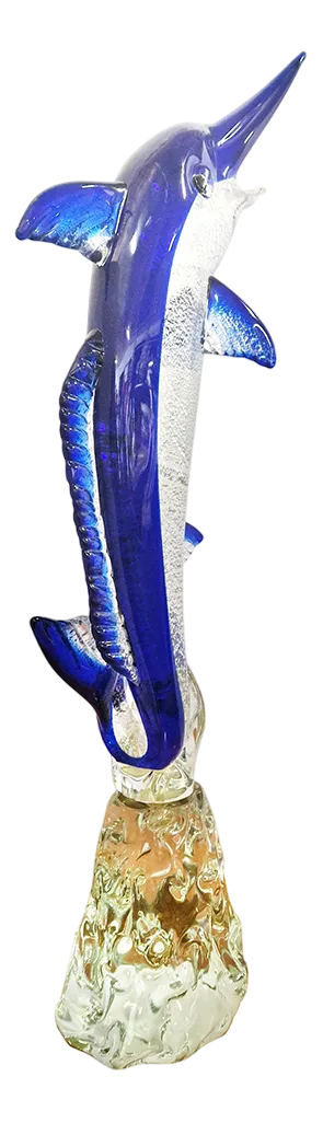Murano Glass Sculpture of Swordfish on Base by Alessandro Barbaro, 1980s