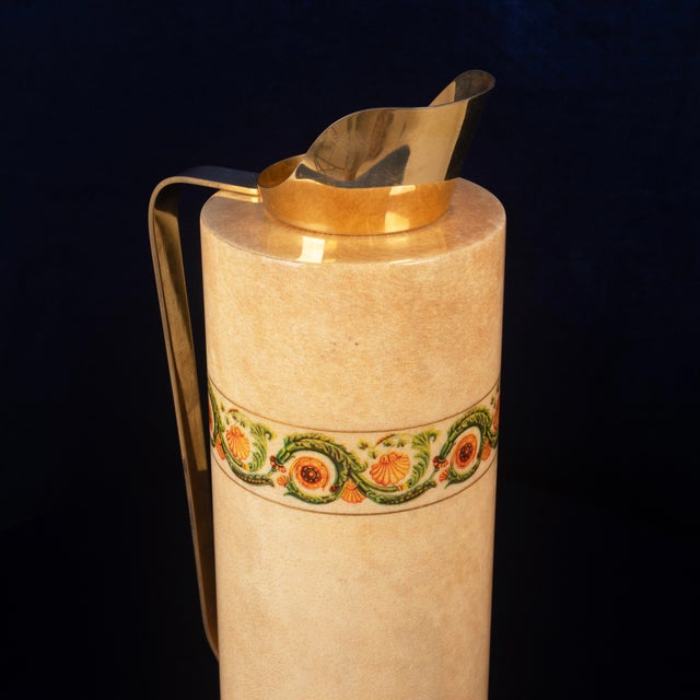 Goatskin Parchment Mod. 1157D Thermos with Decorative Frieze from Aldo Tura, 1970s For Sale - Image 10 of 18