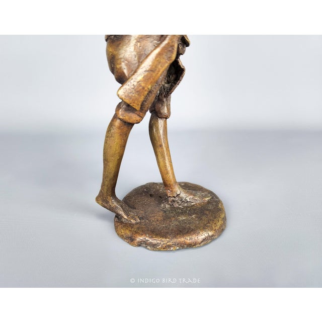 Early 20th Century Early 20th Century Antique African Tribal Hand Made Bronze Hunter Sculpture - Benin / Ashanti For Sale - Image 5 of 8
