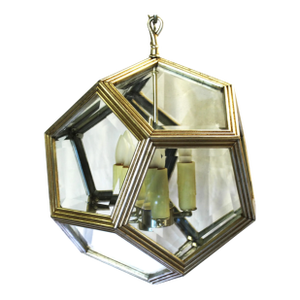 Mid-Century Modern Style Octagon Beveled Glass Chandelier After A. Loose