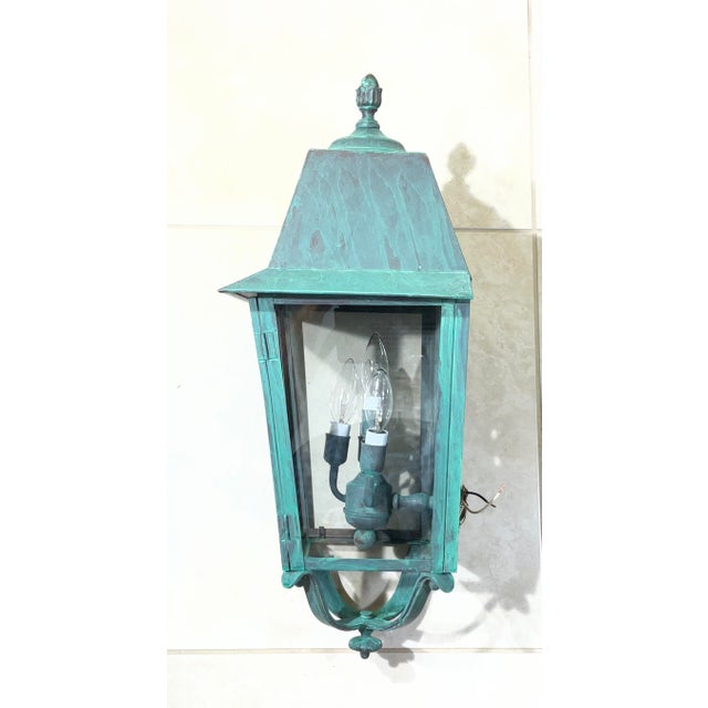 Vintage French Quarter Style Solid Brass Wall Lantern – Oversized For Sale - Image 12 of 17