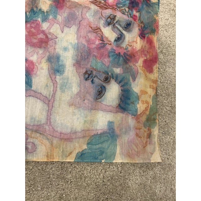 Ethereal Watercolor Style, Crowd of Faces Decorative Textile Artwork Signed Saint Amant For Sale - Image 11 of 16