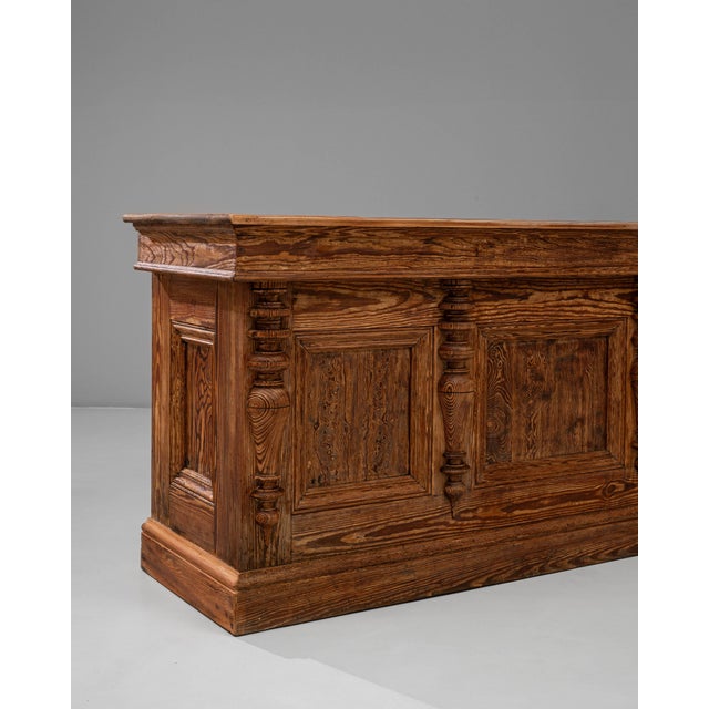1900s French Provincial Carved Wooden Shop Counter For Sale - Image 4 of 18
