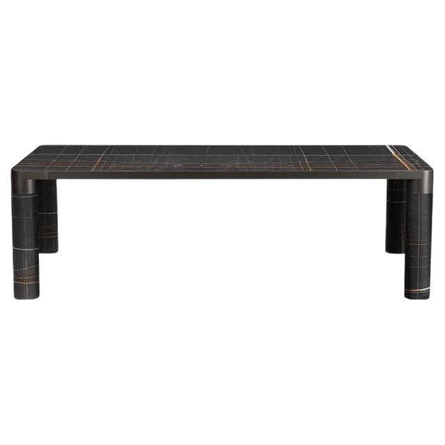Bold Sahara Noir Marble Dining Table For Sale